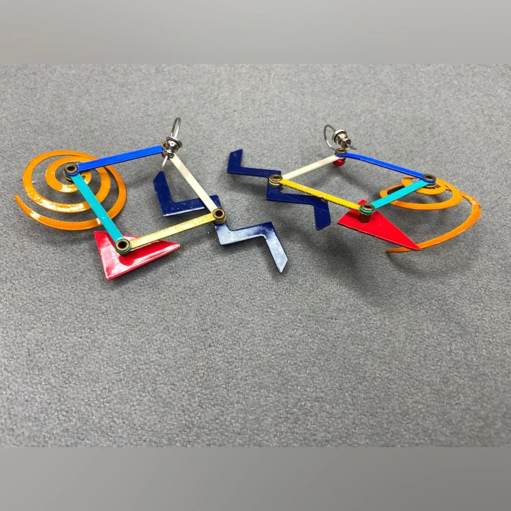 Eve Kaplin Vintage Earings Colorful‎ Memphis Design Kinetic1980's